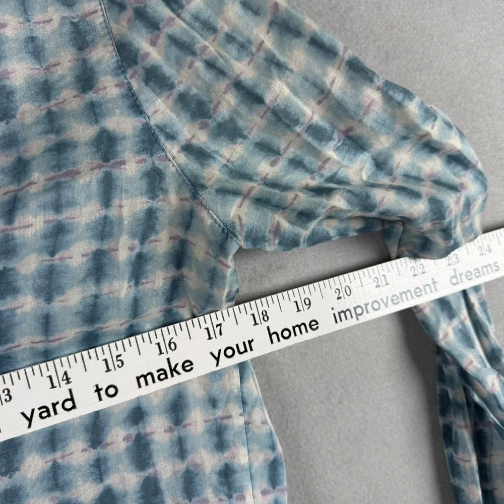 Tory Burch Womens 6 Button Down Shirt Blue Tie Dye Shibori Utility Cotton Blouse